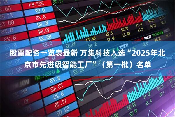 股票配资一览表最新 万集科技入选“2025年北京市先进级智能工厂”（第一批）名单
